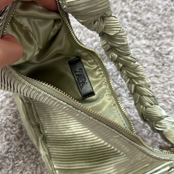 Zara green satin braided mini bag - Picture 3 of 4